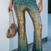 Green Black&Gold Gradient Sequined Pants
