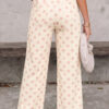 White Polka Dot Print Patched Pocket Loose Pants