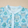 Sky Blue Paisley Print Puff Sleeve Loose Shirt