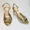 Womens Large Light Gold PU Slim High Heel Sandals