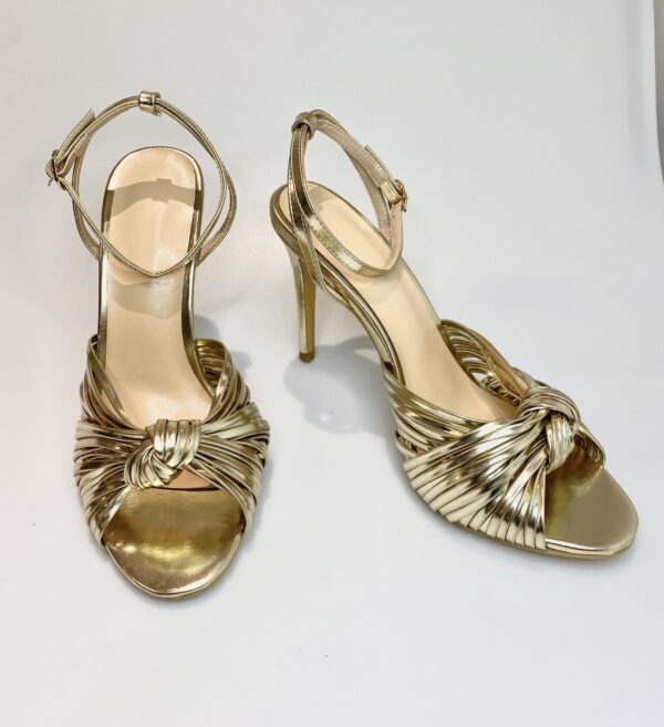 Womens Large Light Gold PU Slim High Heel Sandals