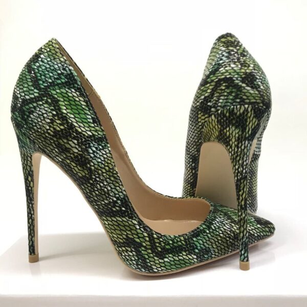 Green Python Pattern Embossed Stilettos High Heels
