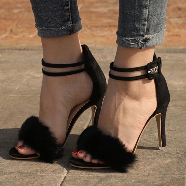 Women Pumps Snake Black High Thin Heels