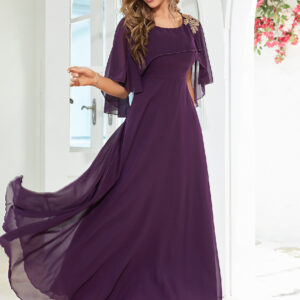 Elegant chiffon bridesmaid party dress with flowing slim silhouette