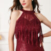 Halter Sequin Tassel Party Dress – Chic & Playful Evening Look