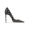 Leather Black Polka Dot High-Heeled