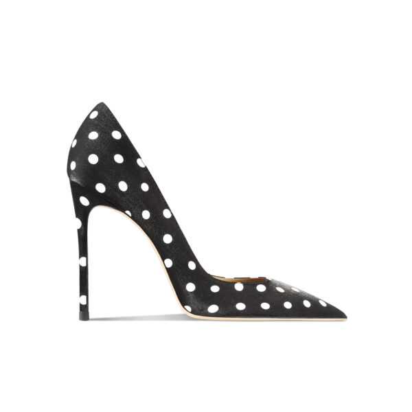 Leather Black Polka Dot High-Heeled