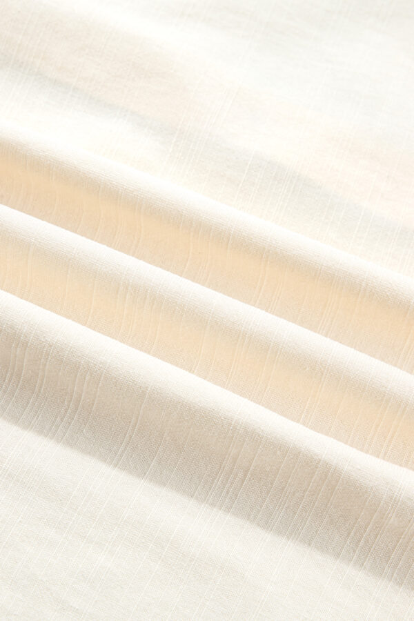 Beige Contrast Color Trim Button Down Long Puff Sleeve Shirt