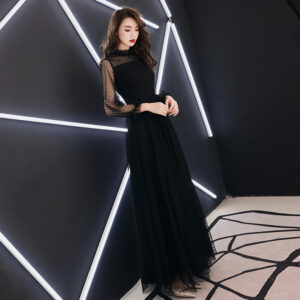 elegant long sleeve evening party dress