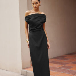 Luxury Asymmetric Shoulder Slim Fit Dress – Designer Evening Fashion