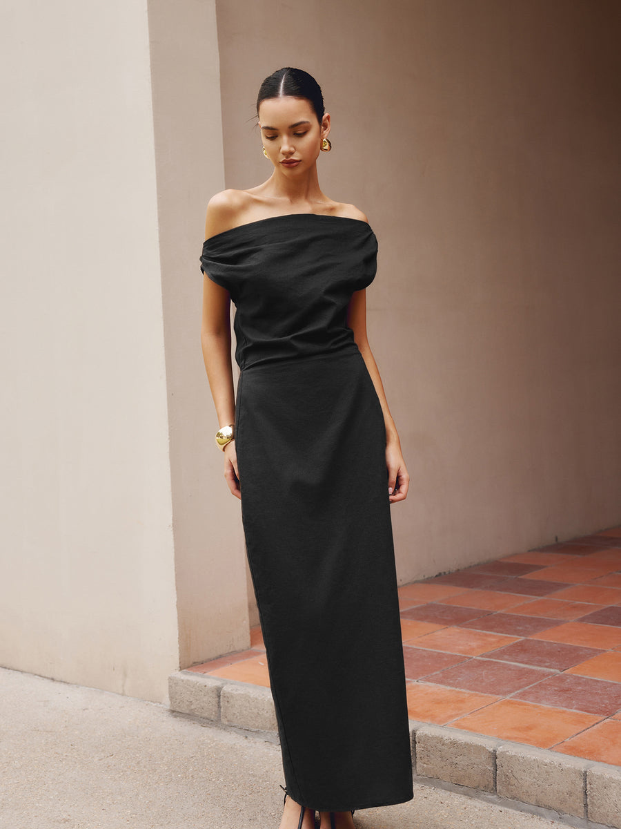 Luxury Asymmetric Shoulder Slim Fit Dress – Designer Evening Fashion - Image 2