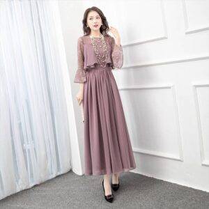 Luxury long evening banquet party dress for elegant winter events