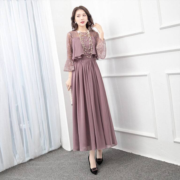 Luxury long evening banquet party dress for elegant winter events