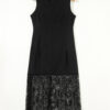 Black Solid Color Sleeveless Sheer Floral Lace Patchwork Long Dress