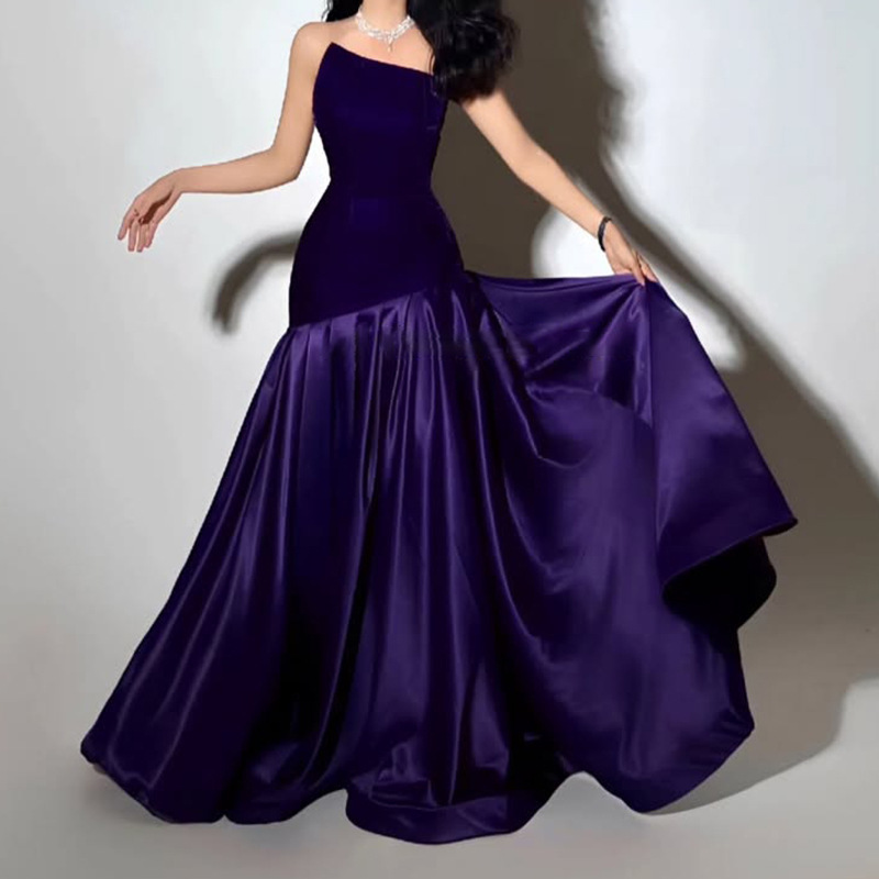 Luxury Women’s Irregular Stitching Long Dress – Designer Special Event Wear - Image 2