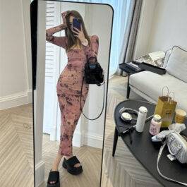 Sweet and spicy style, elegant and sexy, fitted pencil dress for womenslimming and flattering, long sleeve, high waist, autumn and spring new style