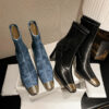 Chunky High Heels Platform Black Blue Ankle Boots