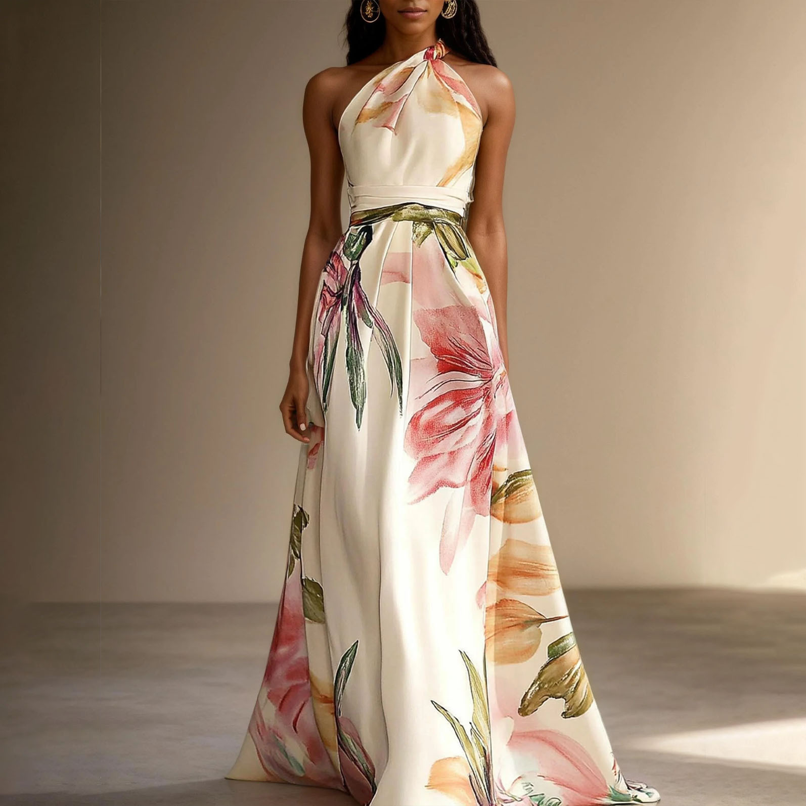 Printed Elegant Catwalk Party Holiday Long Dress - Image 2