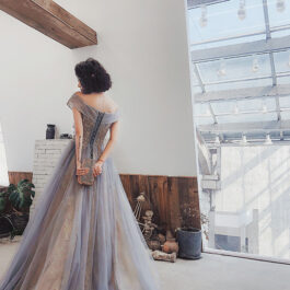 One shoulder annual party evening dress