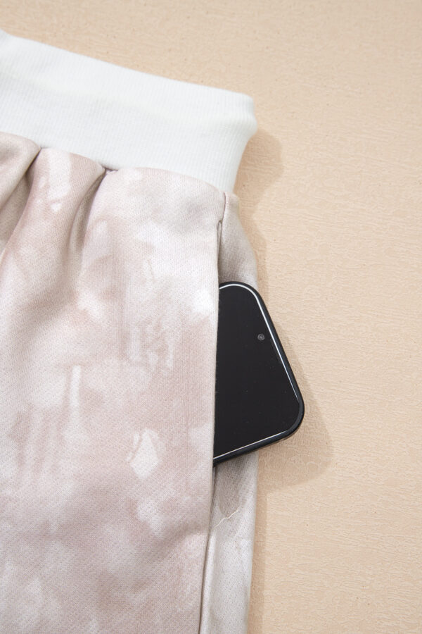 White Abstract Woodland Print Balloon Sleeve Pullover Drawstring Mini Skort Set