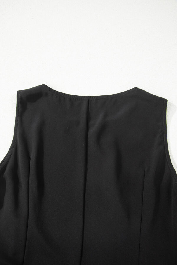 Black Solid Color Sleeveless Sheer Floral Lace Patchwork Long Dress