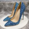Glitter Sequins Crocodile Effect Women Pointy Toe High Heel
