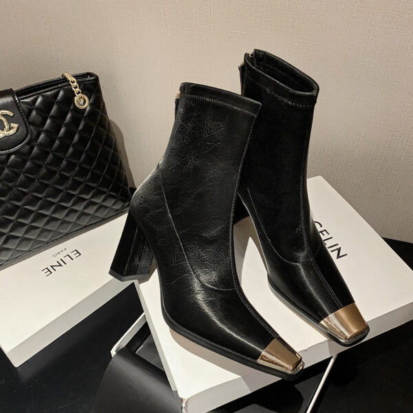 Chunky High Heels Platform Black Blue Ankle Boots