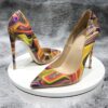 Art Painting Printed Women Partent Stiletto High Heels
