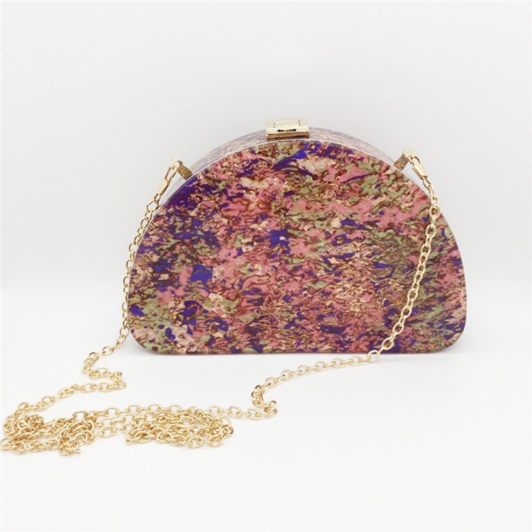 crescent glitter acrylic dinner bag with shimmer