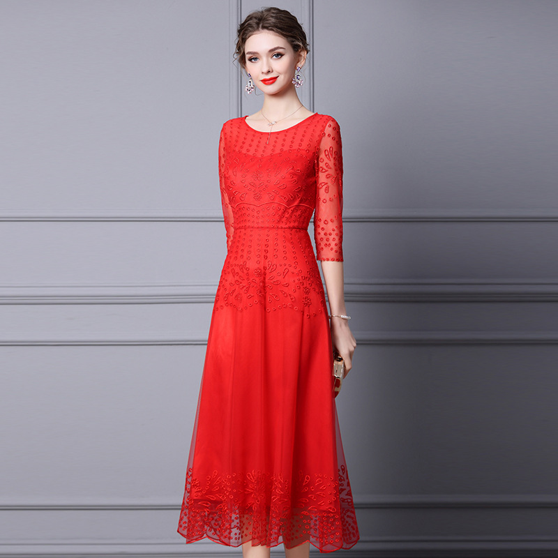 Premium Embroidered Beaded Party Dress Skirt - Image 2