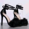 Women Pumps Snake Black High Thin Heels
