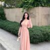 French Style Pure Seductive Pink Strapless Dress for Women, Autumn Winter Cardigan Matching Long Dress Set