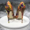 Art Painting Printed Women Partent Stiletto High Heels