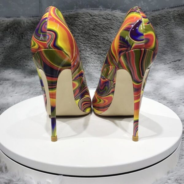 Art Painting Printed Women Partent Stiletto High Heels
