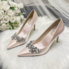 Crystal Bridal Shoes – Champagne Satin Bridesmaid Shoes