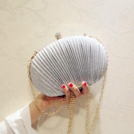 Sparkly Clutch Pleated Handbag – Glitter Evening Bag
