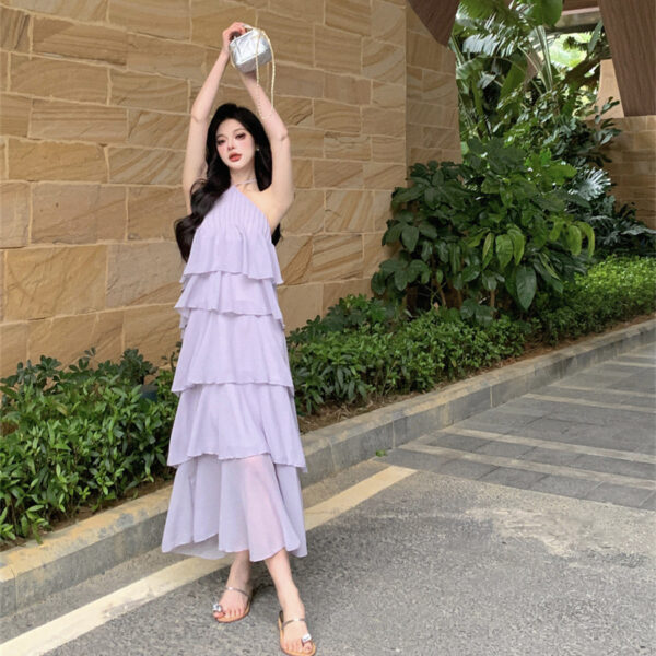 halter stitching cake fairy dress elegant women’s outfit