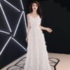 White Suspender Evening Party Dress – Elegant Birthday & Celebration Dress