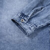 Dusk Blue Vintage Wash Denim Ruffle Detail Button Down Shirt