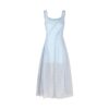 Blue Fitted Strap Long Dress with Square Neck and Textured Fabric, Elegant Waist-Cinching Summer Dress