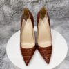 Tikicup Coffee Brown Crocodile Effect Women High Heel Party Shoes