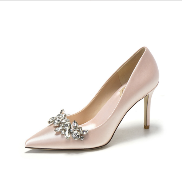 Crystal Bridal Shoes – Champagne Satin Bridesmaid Shoes