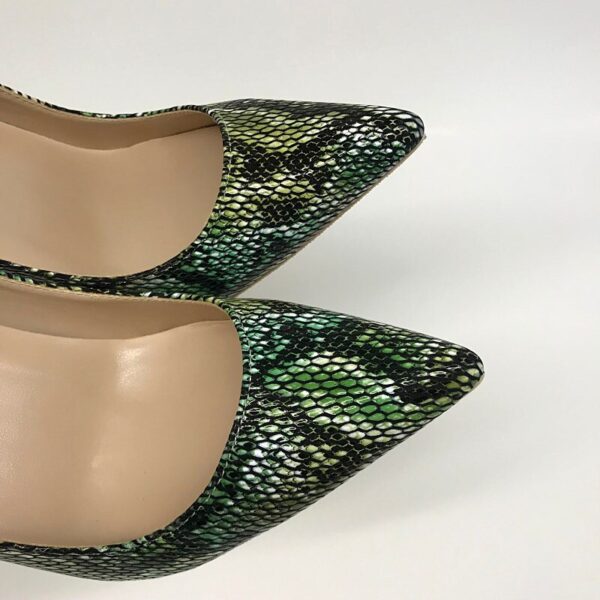 Green Python Pattern Embossed Stilettos High Heels