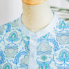 Sky Blue Paisley Print Puff Sleeve Loose Shirt