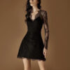 luxury annual party lace dress with slim A‑line skirt