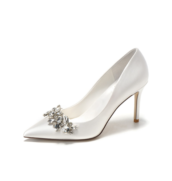 Crystal Bridal Shoes – Champagne Satin Bridesmaid Shoes