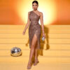luxury one shoulder sequin slit evening dress