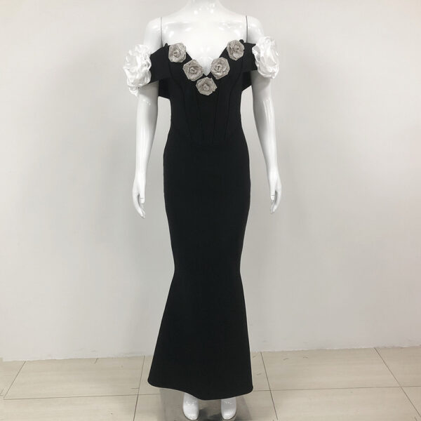 66f65b2e-f572-4306-bd58-64c0e4029a99.jpg Black Tube Top Flower Bandage Party Dress – Elegant Bodycon Style