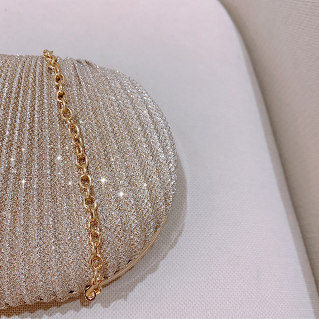 Sparkly Clutch Pleated Handbag – Glitter Evening Bag - Image 2