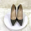 Brown Crocodile Effect Women Sexy Pointy Toe High Heel